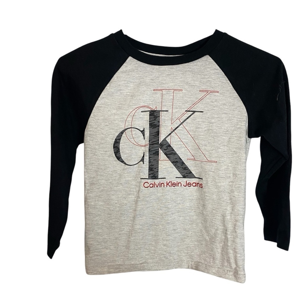 Calvin Klein Kids Black and Gray Raglan Shirt